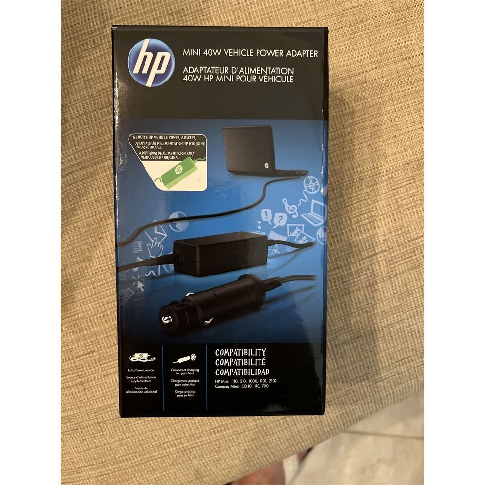 HP Mini 40W Vehicle Power Adapter VV122AA 580403-001‎ CQ10 110 19.5V…NEW